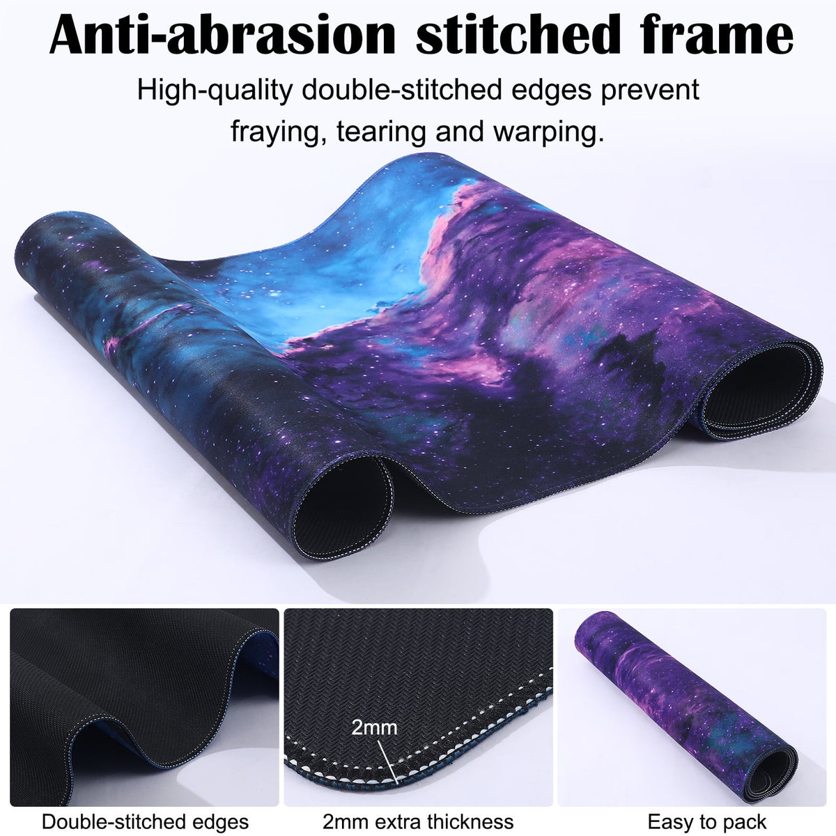 Large Topographic Desk Mat, 35.4 x 15.6 Inch Mouse Pad with Stitched Edges - Image 5