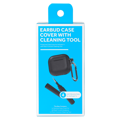 Silicone Earbuds Case Cover with Carabiner and Cleaning Tool for 4th-Gen Wireless Earbuds, Black - Image 3