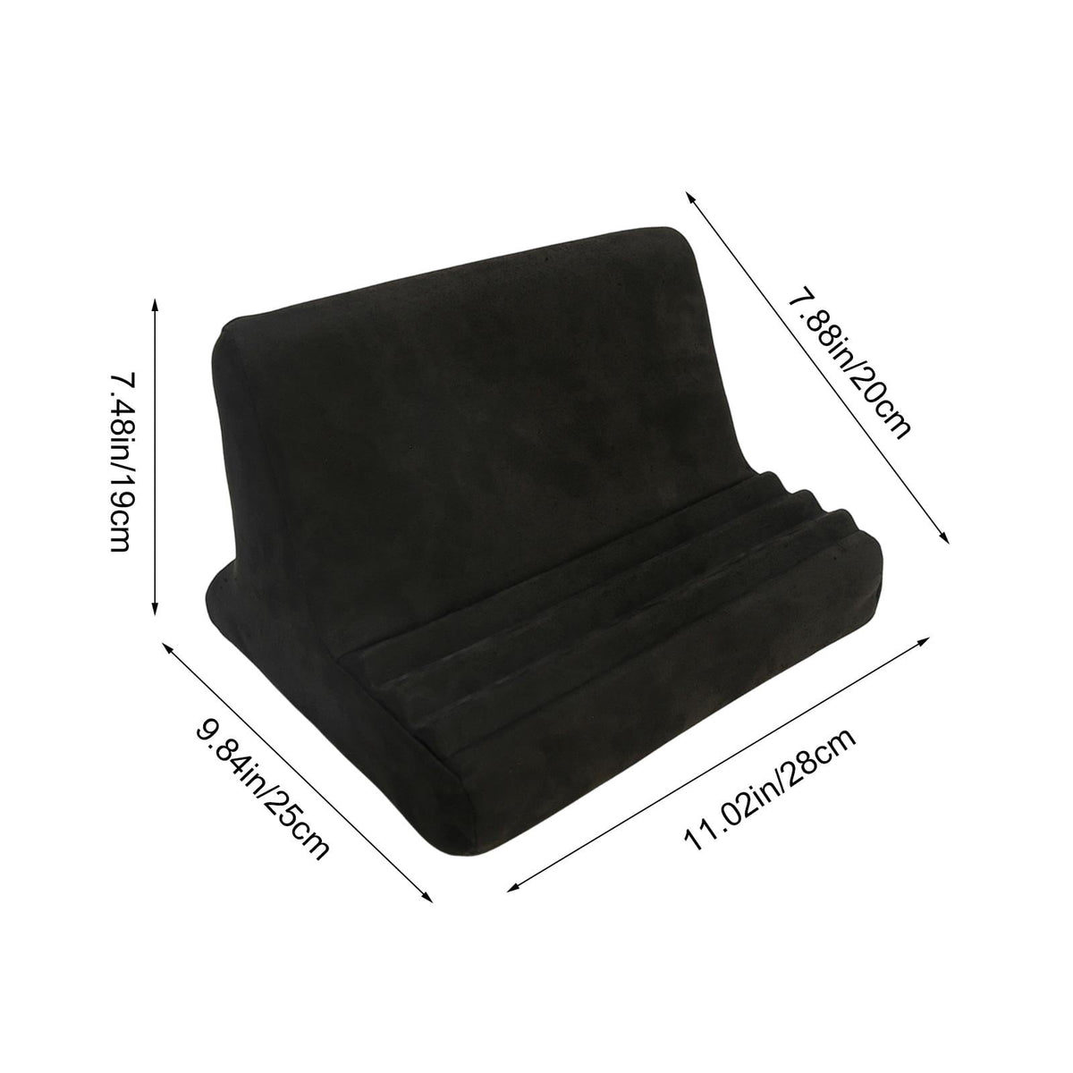 Cushioned Tablet Stand Pillow with Three Viewing Angles, Black Lap Reading Rest - Image 3