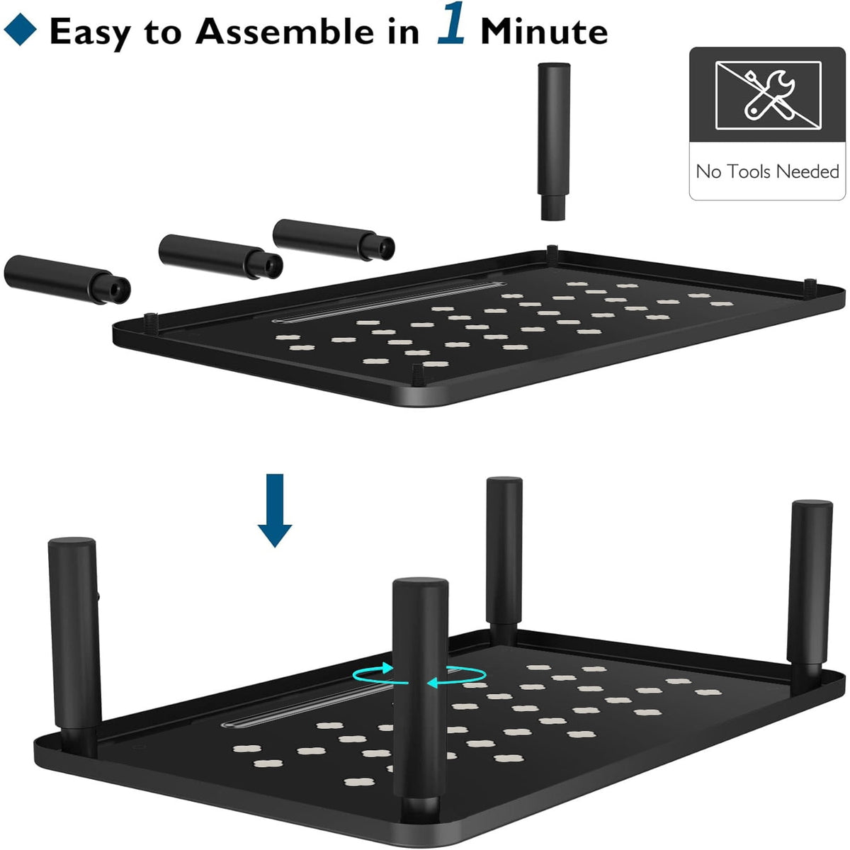 Steel Monitor Stand Riser with Ventilated Platform, 3-Height Adjustable Desk Shelf - Image 3
