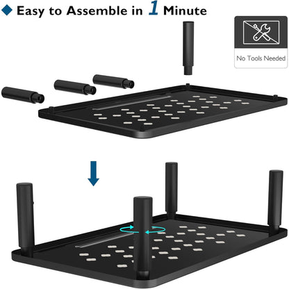 Steel Monitor Stand Riser with Ventilated Platform, 3-Height Adjustable Desk Shelf - Image 3