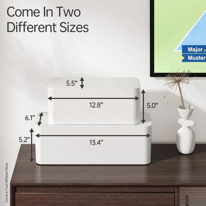 Cable Management Boxes to Hide Power Strips, Vented White Cord Organizers, Set of 2 - Image 5