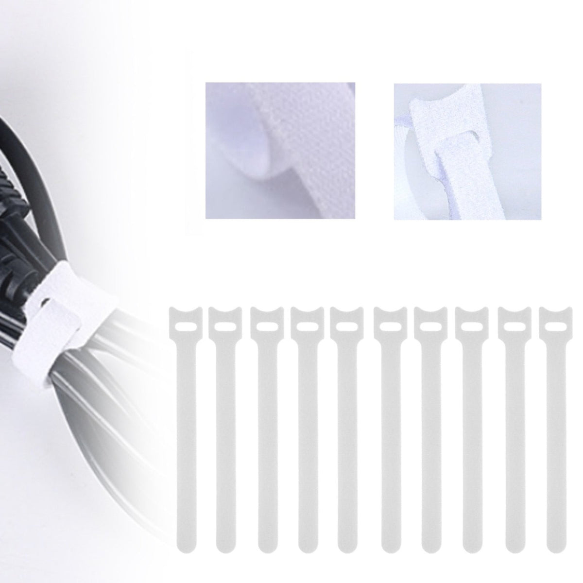 Reusable Hook-and-Loop Cable Ties, Adjustable Cord Straps 0.59 x 5.9 Inch, Pack of 10 - Image 3