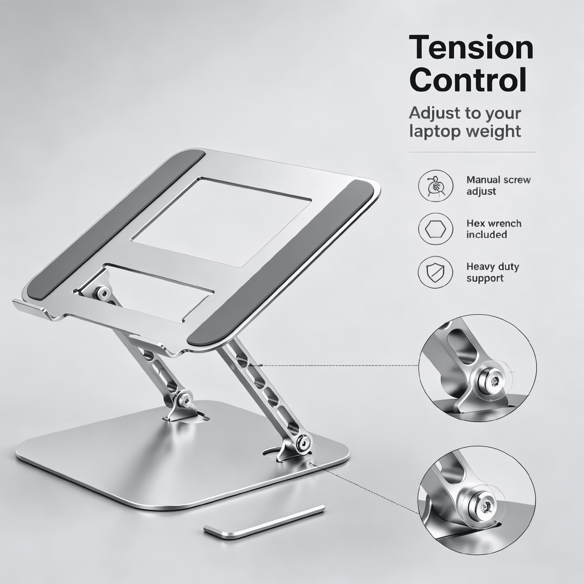 Adjustable Aluminum Laptop Riser, Foldable Ergonomic Stand for 10 to 16.5 Inch Laptops - Image 5