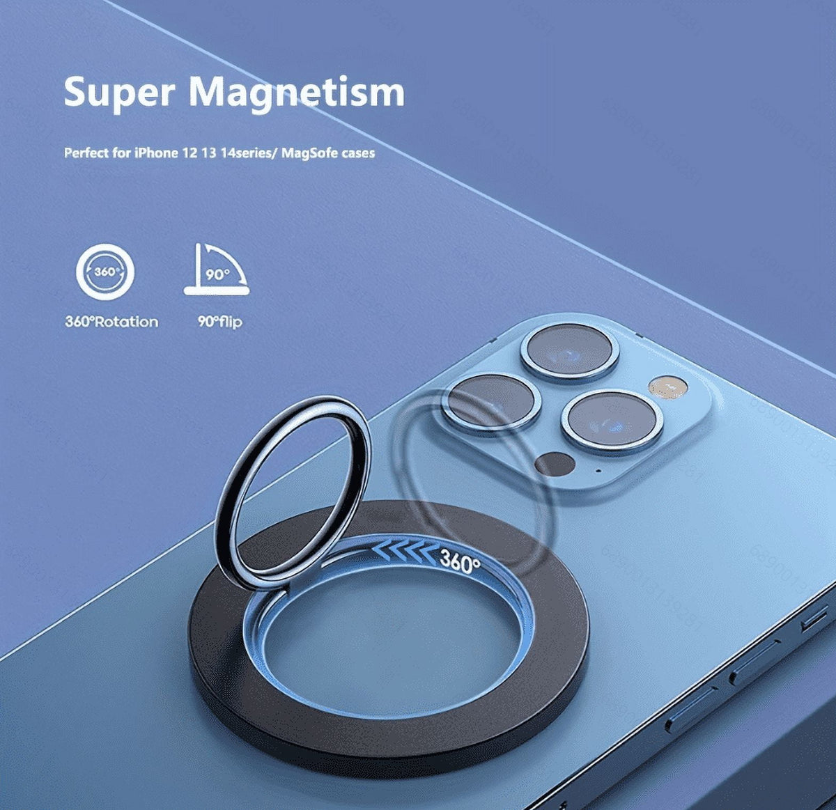 Magnetic Phone Ring Holder with 360-Degree Rotation and Adjustable Kickstand - Image 2